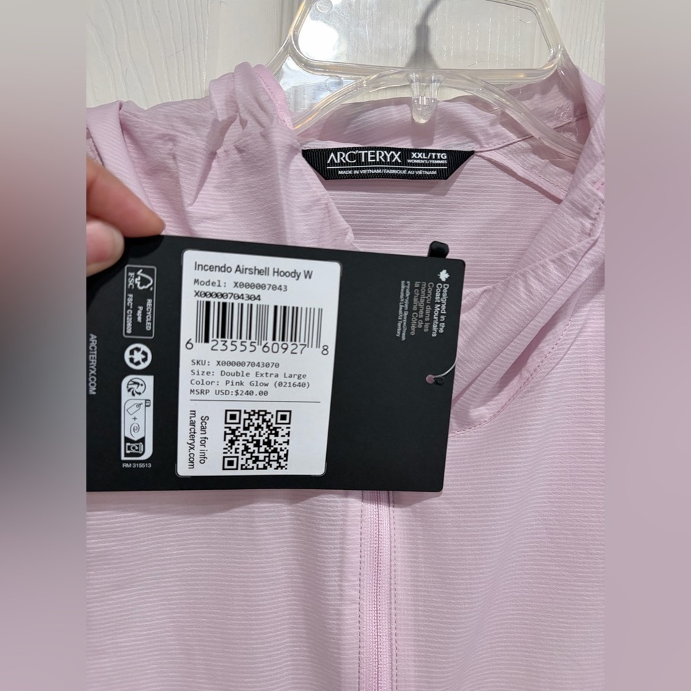 Arc’teryx Women's XXL Incendo Airshell Hoody Hoodie Jacket Light Pink NWT DWR - Picture 5 of 7